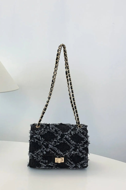 'Kehlani' Textured Denim Crossbody Bag - Celes Fashion